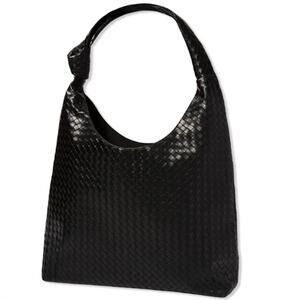 NEW Black Woven Shoulder Bag Purse Summer Beach Tote with Side Knot